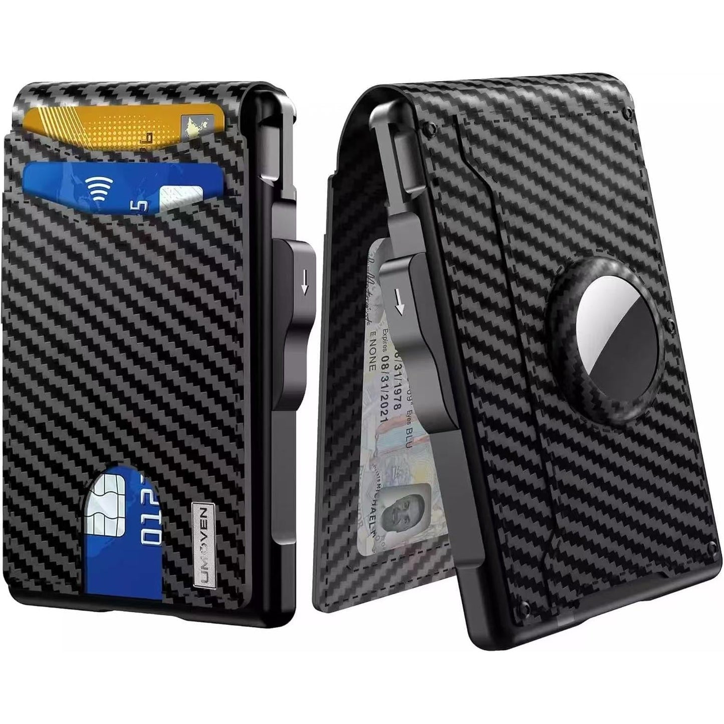 Slim RFID Wallet for Men - Pop-Up Card Holder with Money Clip & Dual ID Windows