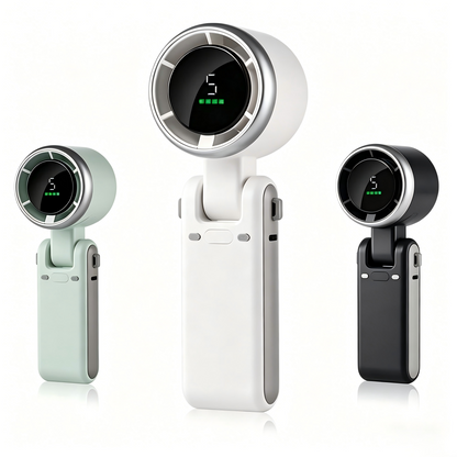 Foldable handheld fan with turbo high-speed silent strong wind, USB rechargeable, neck-hanging small fan