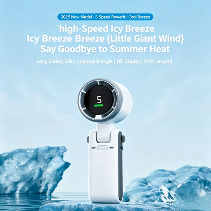 Foldable handheld fan with turbo high-speed silent strong wind, USB rechargeable, neck-hanging small fan