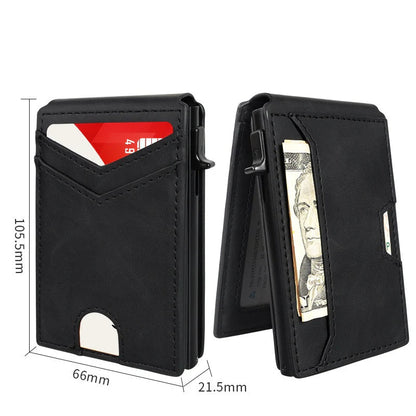 Slim RFID Wallet for Men - Pop-Up Card Holder with Money Clip & Dual ID Windows