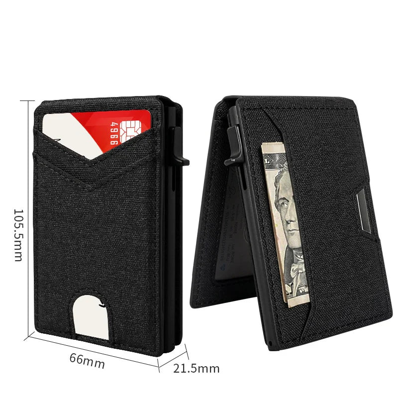 Slim RFID Wallet for Men - Pop-Up Card Holder with Money Clip & Dual ID Windows