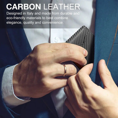 Rfid Blocking Leather & Carbon Fiber Credit Card Holder