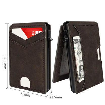 Slim RFID Wallet for Men - Pop-Up Card Holder with Money Clip & Dual ID Windows