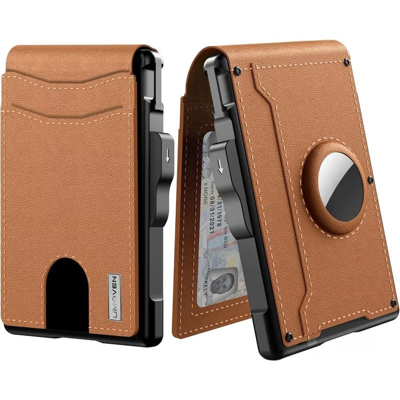 Slim RFID Wallet for Men - Pop-Up Card Holder with Money Clip & Dual ID Windows