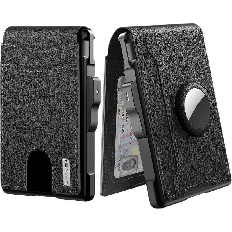 Slim RFID Wallet for Men - Pop-Up Card Holder with Money Clip & Dual ID Windows