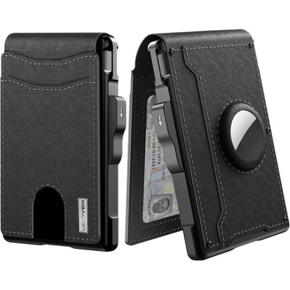 Slim RFID Wallet for Men - Pop-Up Card Holder with Money Clip & Dual ID Windows