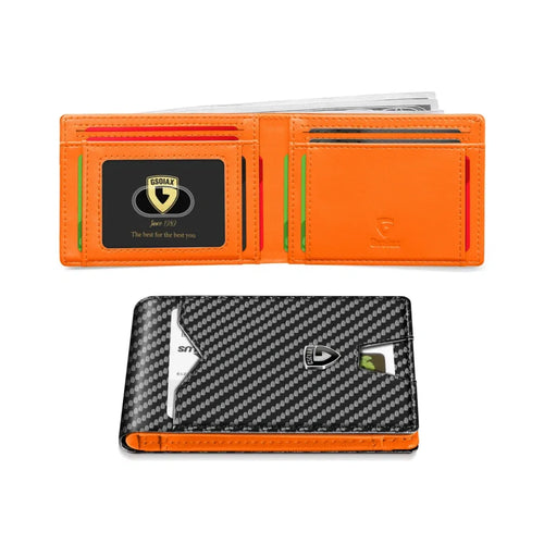 Rfid Blocking Leather & Carbon Fiber Credit Card Holder