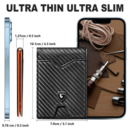 Rfid Blocking Leather & Carbon Fiber Credit Card Holder